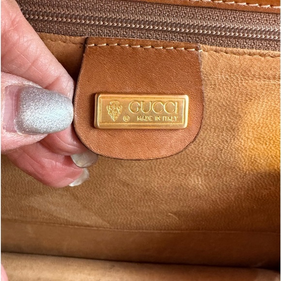 Gucci-Authentic-Vintage All Leather 2 Way Handbag Camel - Picture 6 of 13